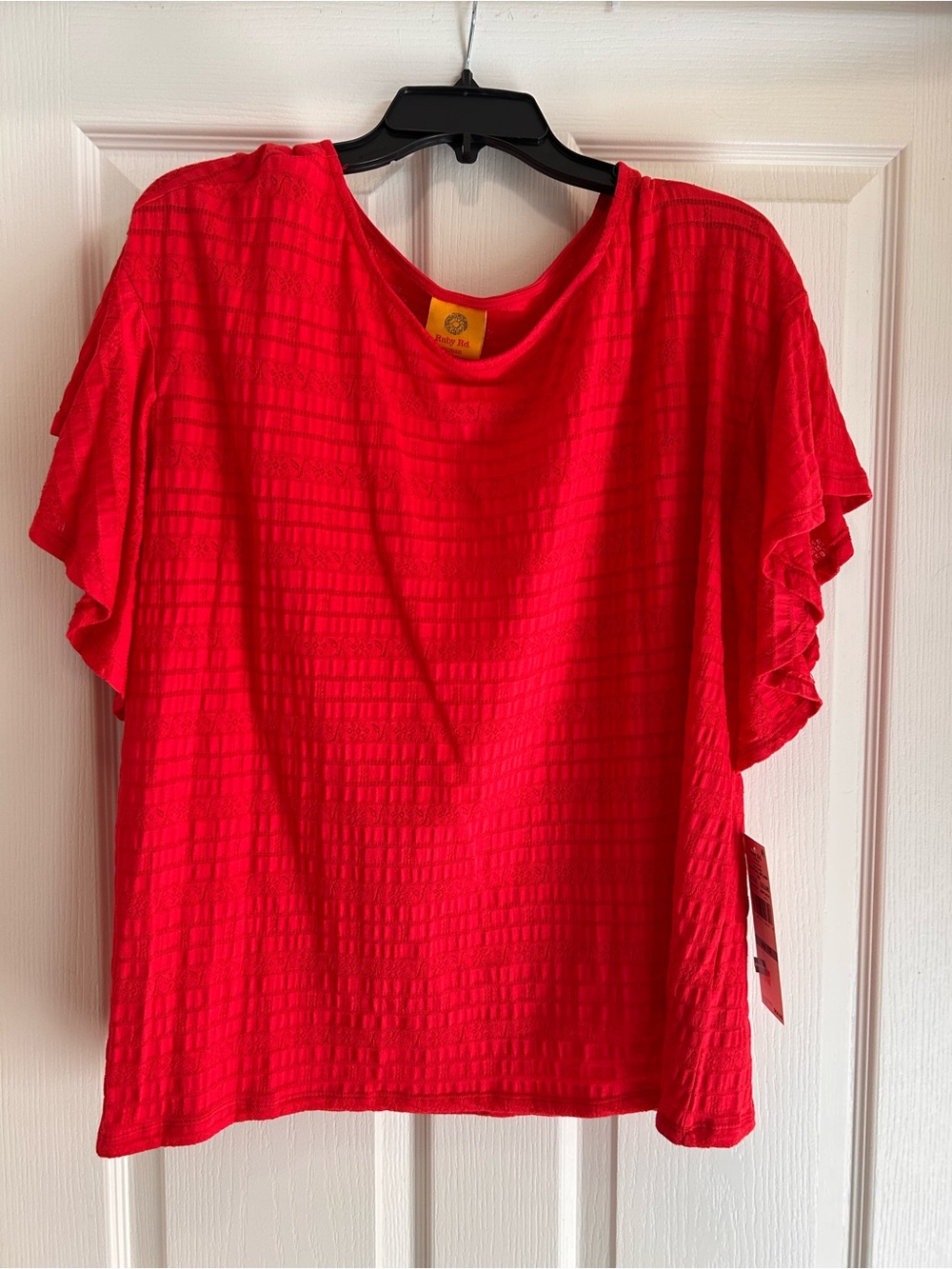 Ruby Rd. Vibrant Red Short-Sleeve Textured Top